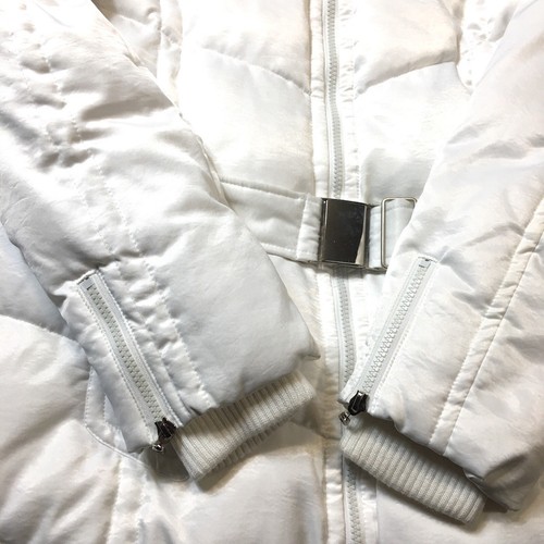 Bebe puffer coat White jacket down feather fill hood quilted Large - Picture 4 of 12