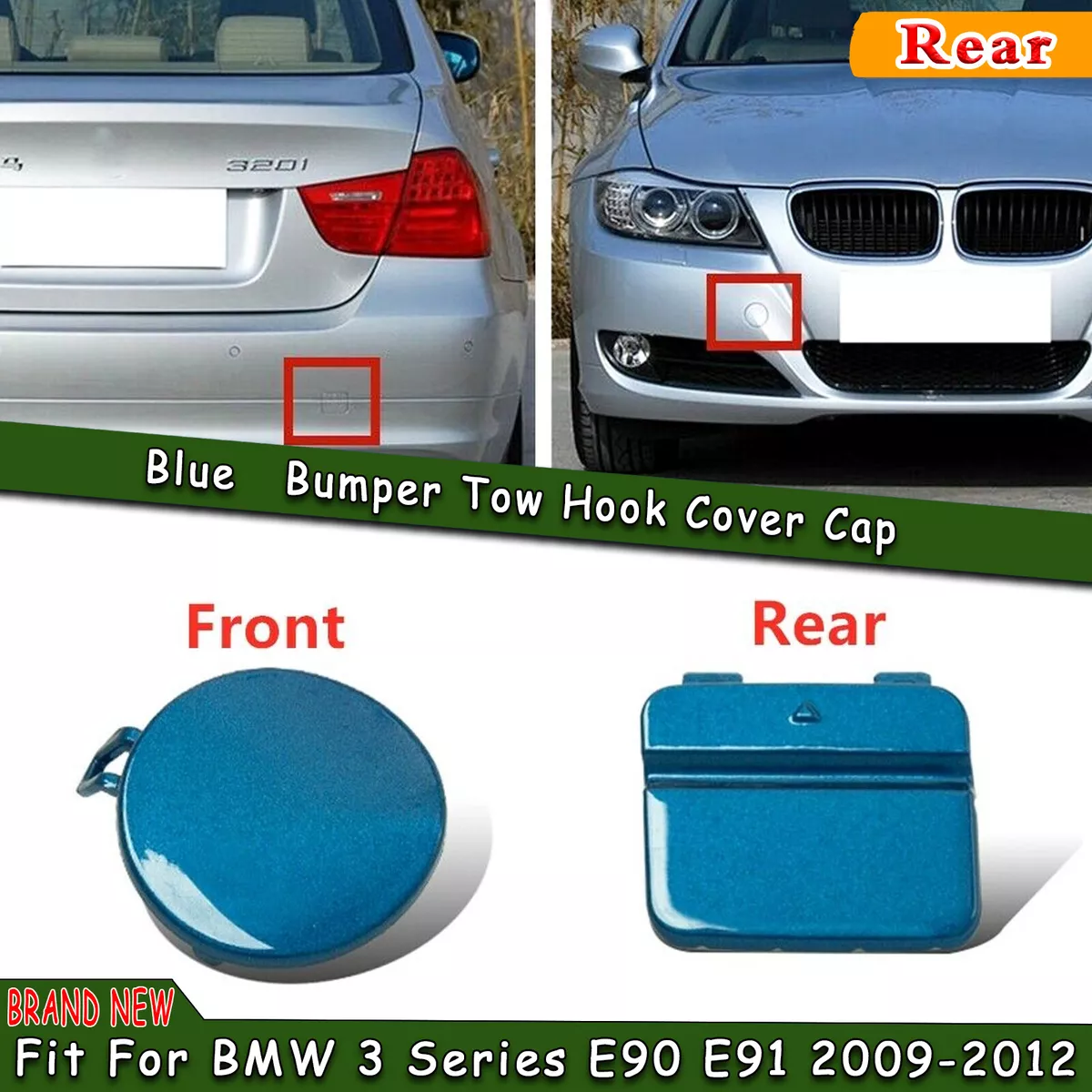 Rear Blue Bumper Tow Hook Cover Cap For BMW 3 Series E90 E91 09 12