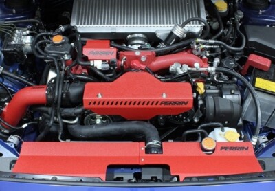 Perrin Radiator Shroud Kit For 2015-2021 WRX STi wo OEM Intake Scoop Red
