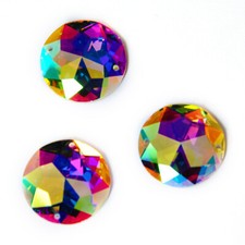 2006TH AB Round Flat Back Strass Sew On Rhinestone Crystal Glass Sewing Stones