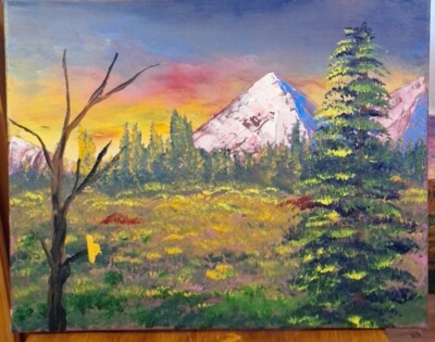 Yellow Hat, Acrylic Painting - 16x20 Hand Painted Artwork on Canvas