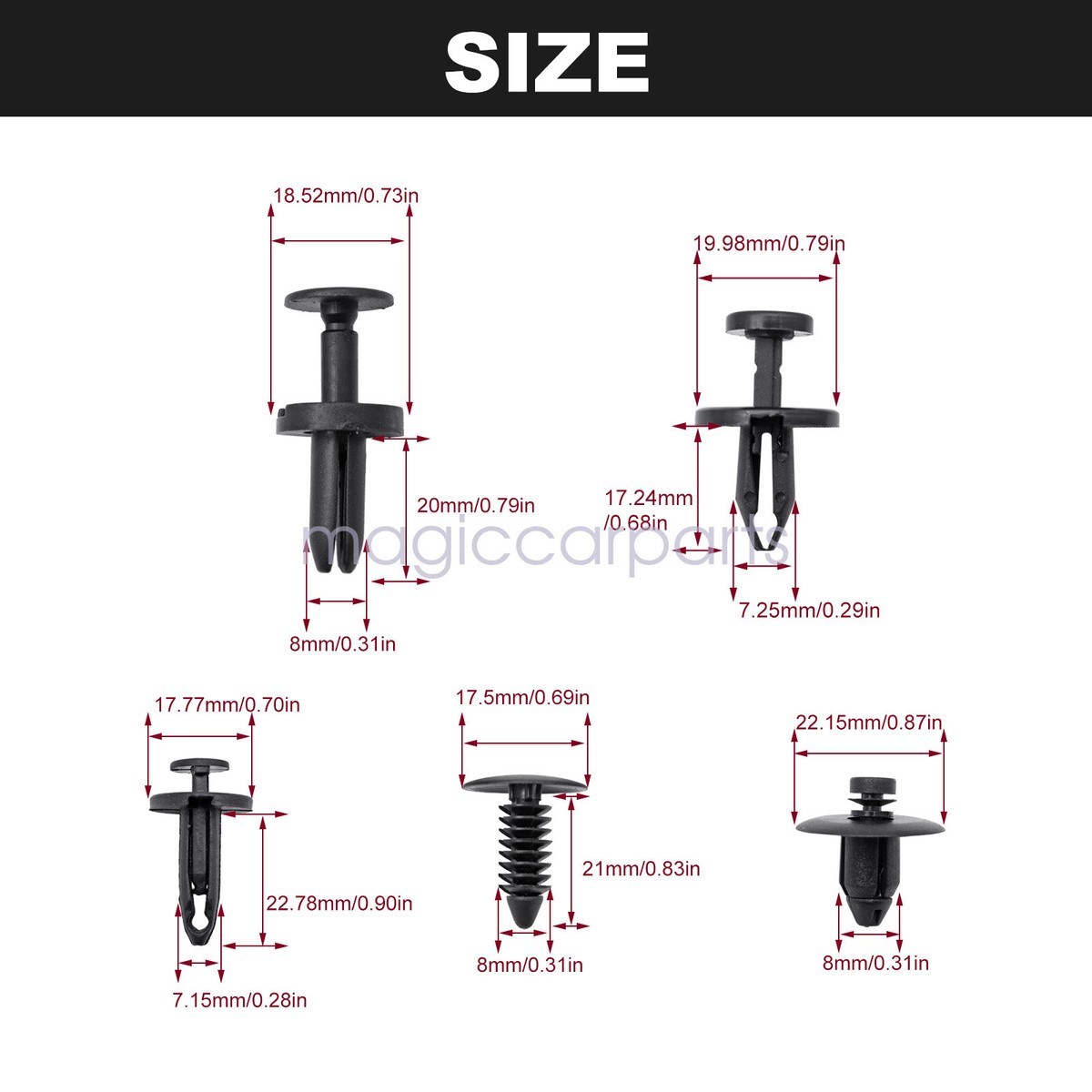 Bevestigingsclips en pluggen, set met 965 stuks, universeel, met