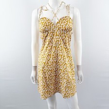 Pretty Little Thing Yellow Floral Mini Dress Size 4 Casual Bohemian Sundress