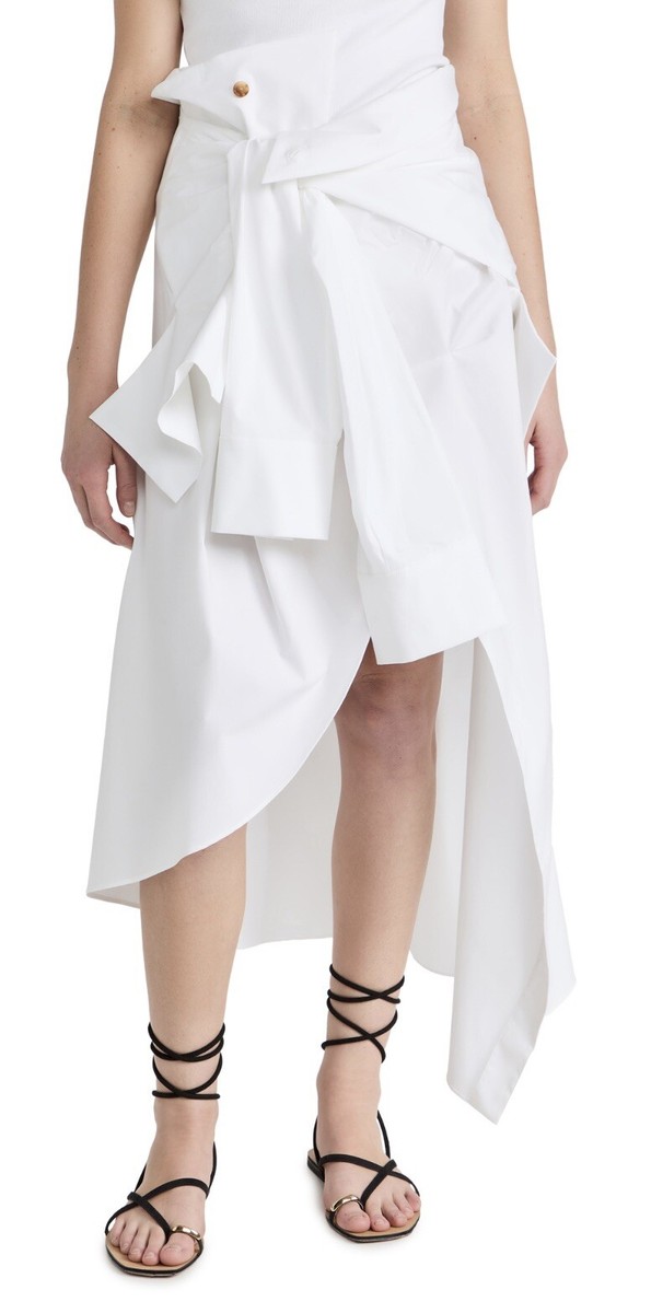 A.W.A.K.E. MODE Poplin Deconstructed Asymmetric Skirt Shirt