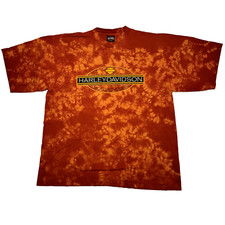 Vintage Harley Davidson Orange Tie Dye T-Shirt X-Large Ketchikan, AK USA Made