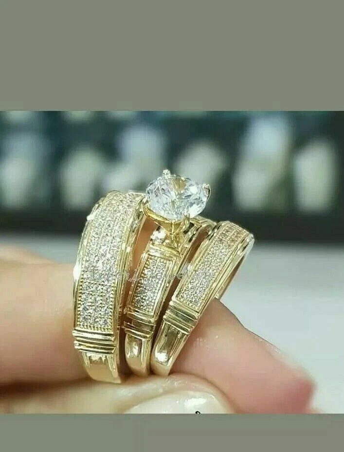 Gold Plated Cubic Zirconia Engaement Ring Set