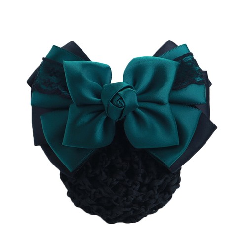 Women Satin Bow Barrette Double Bowknot Hair Net Hair Bun Barrette Hair Clip▱ - Picture 82 of 109