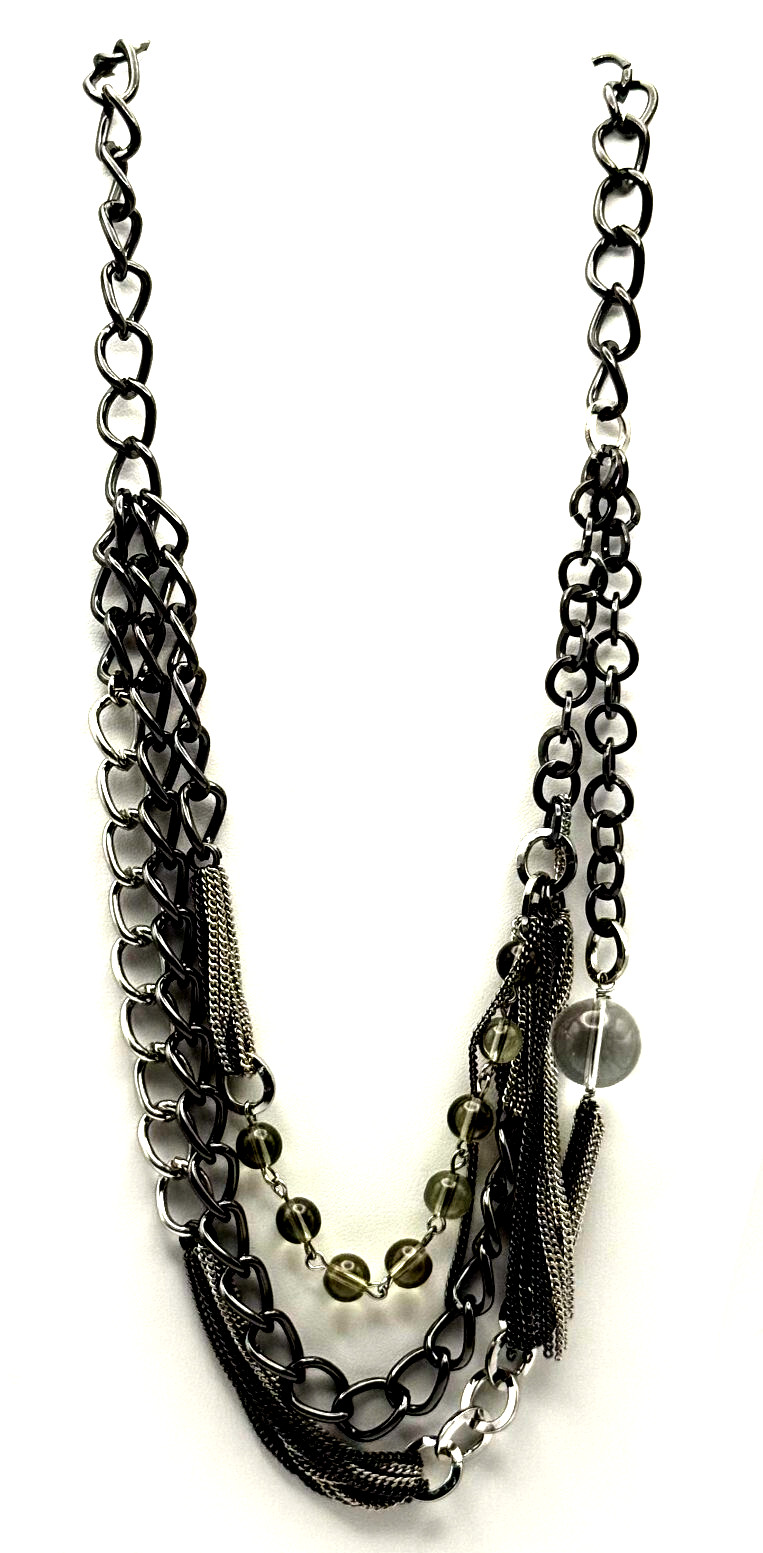 Talbots Multi Chain Multi Strand Beaded Gunmetal … - image 6