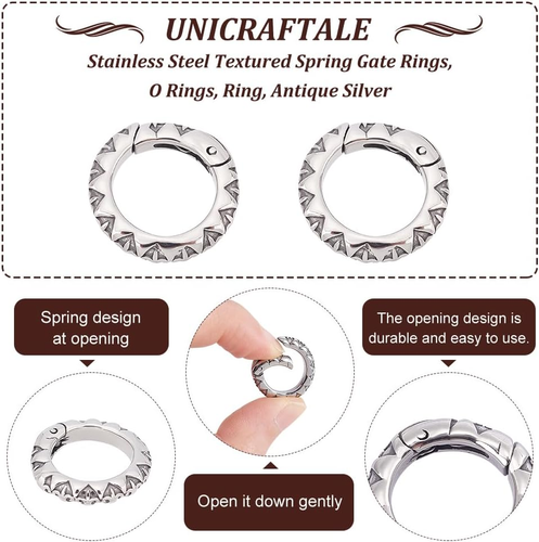 UNICRAFTALE 1Pc Stainless Steel Spring Ring Clasps Antique Silver O Rings round - Picture 5 of 12