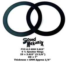 6 1/2" PVC Plastic Speaker / Spacer Rings, PVC-6.5 6MM 5.625” One Pair Made USA