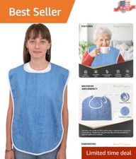 Spill-Proof Cotton Adult Bibs - 12 Pack for Elderly Care, Solid Blue, Adjustable