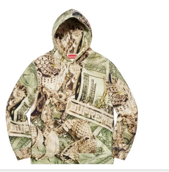 Sweat Shirt Capuche Hoodie Supreme Bling M 400% Authentique Box New Logo Bandana