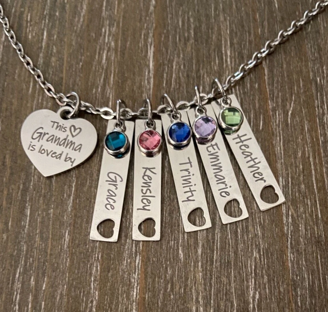 Grandmother Pendant Necklace with Children and Grandchildren Birthston -  Danique Jewelry