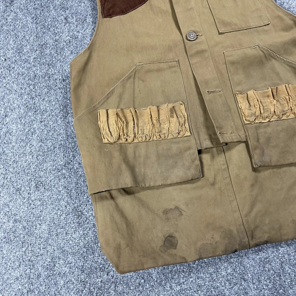 VINTAGE 40s Bob Allen Vest Hunting Shooting Skeet Trap Canvas Flannel 1940s - Image 4 of 4