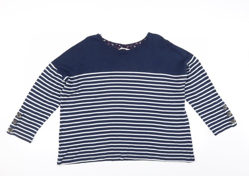 Sainsburys Womens Blue Striped Cotton Basic T-Shirt Size 20 Round Neck |  eBay