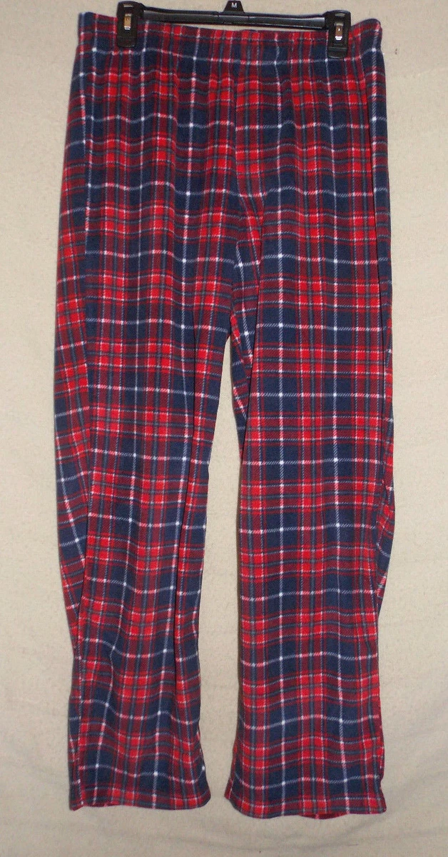 Mens Kohls Red & Blue Plaid Fleece Lounge Pajama Pants Medium