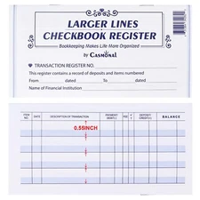 20 Pack Checkbook Register Blank Ledger Transaction for Personal or Business