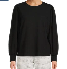 Time and Tru Women's Long Puff Sleeve Black Top Size XXXL NWT