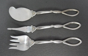 Frank M. Whiting FWS7 Open Handle 3pc Sterling Silver Hostess Serving Set