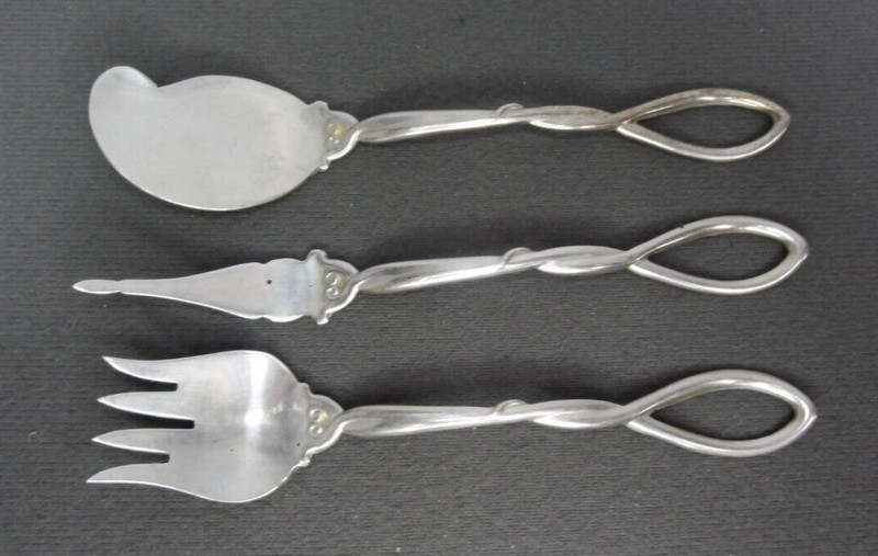 Frank M. Whiting FWS7 Open Handle 3pc Sterling Silver Hostess Serving Set