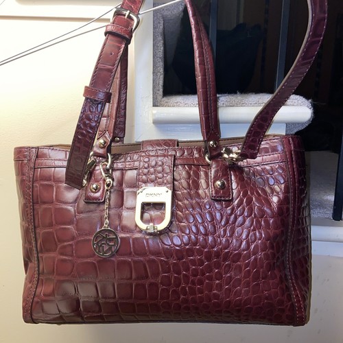 $499 DKNY Red Crocodile Satchel Handbags Shoulder Bag Tote Purse Bags 35x24x15cm - Picture 2 of 10