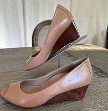 Vionic 8.5 Wedge Pumps,  Bria  Peep Toe, Tan Leather, Arch Support, New other 