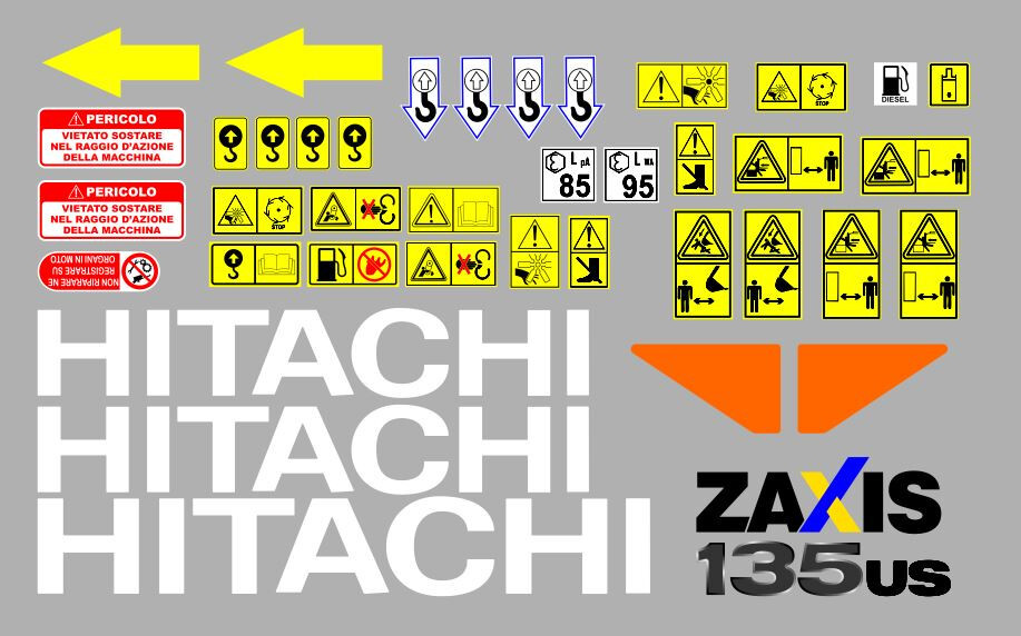 high&low シール Hitachi ZX 135 US-5 Adhesive Decals