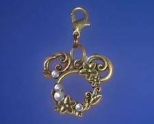 Bronze Floral Mickey Mouse Charm Zipper Pull  Keychain Add On Clip 