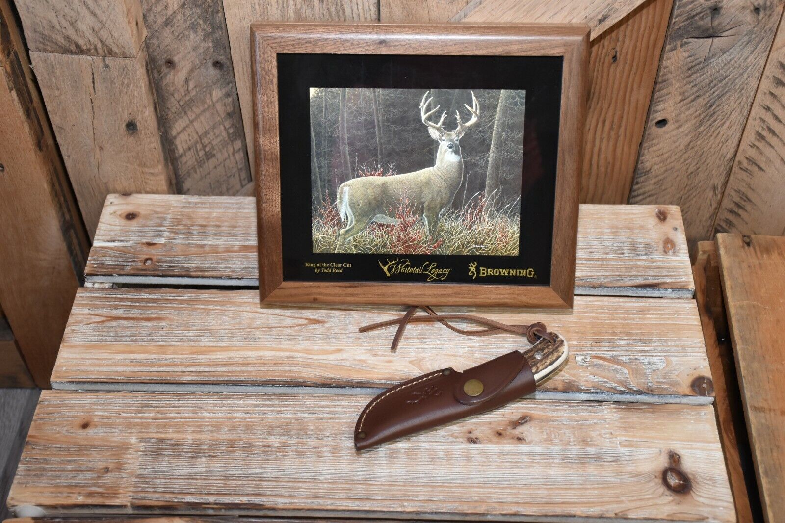 NEW BROWNING RUSS KOMMER KNIFE LIMITED EDITION STAG HANDLE 12C27 WALNUT BOX