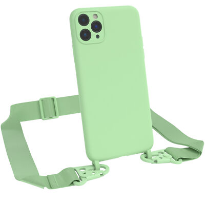 Für Apple iPhone 11 Pro Max Handyhülle Umhängen breites Band Kette Tasche  Grün
