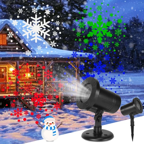 LED Projector Christmas Snowflake Rotating Snowfall Night Landscape Outdoor Lamp - Bild 8 von 9