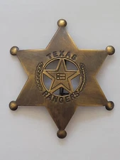Replica Solid Brass Star Texas Rangers Company B Badge Old West Western 3" Badge