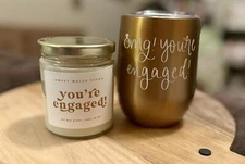 Sweet Water Decor, OMG, You're Engaged! Wine Tumbler & Candle 9 oz, Clear