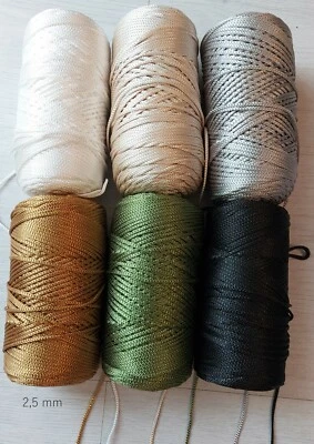 MARKENLOS Kordel Makramee Makreme Makrome Schnur 2,5 mm / 5 m Polyester Mehrfarbig