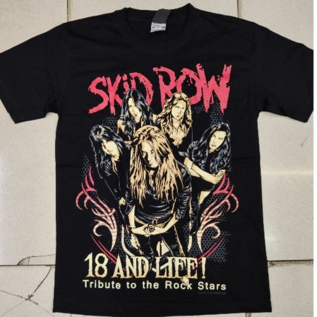 FILA T shirt unisex retrò rock band skid row maglietta nera TE1778