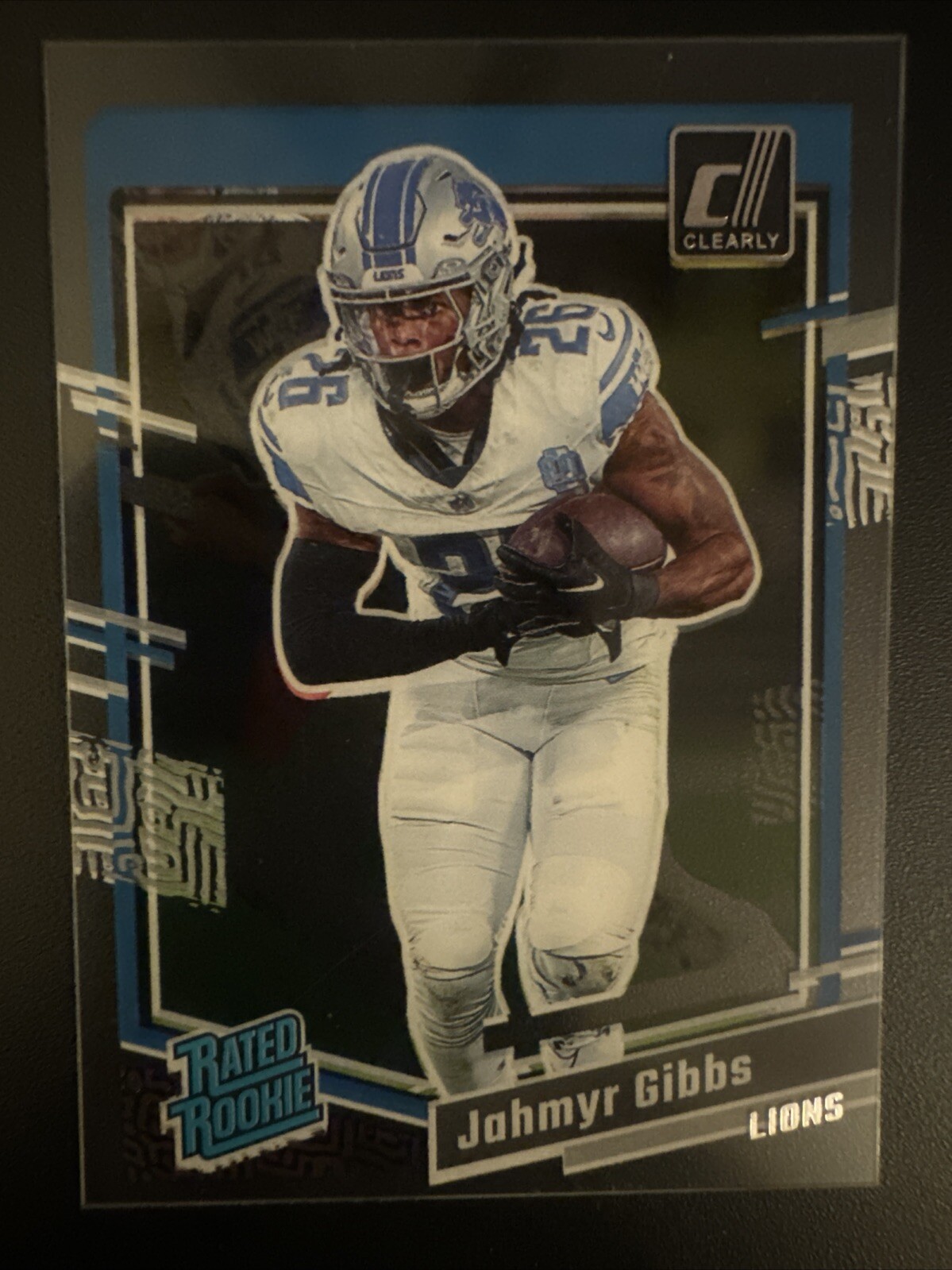 Jahmyr Gibbs 2023 Donruss Rated Rookie CLEARLY Rookie Card #62 (6076)