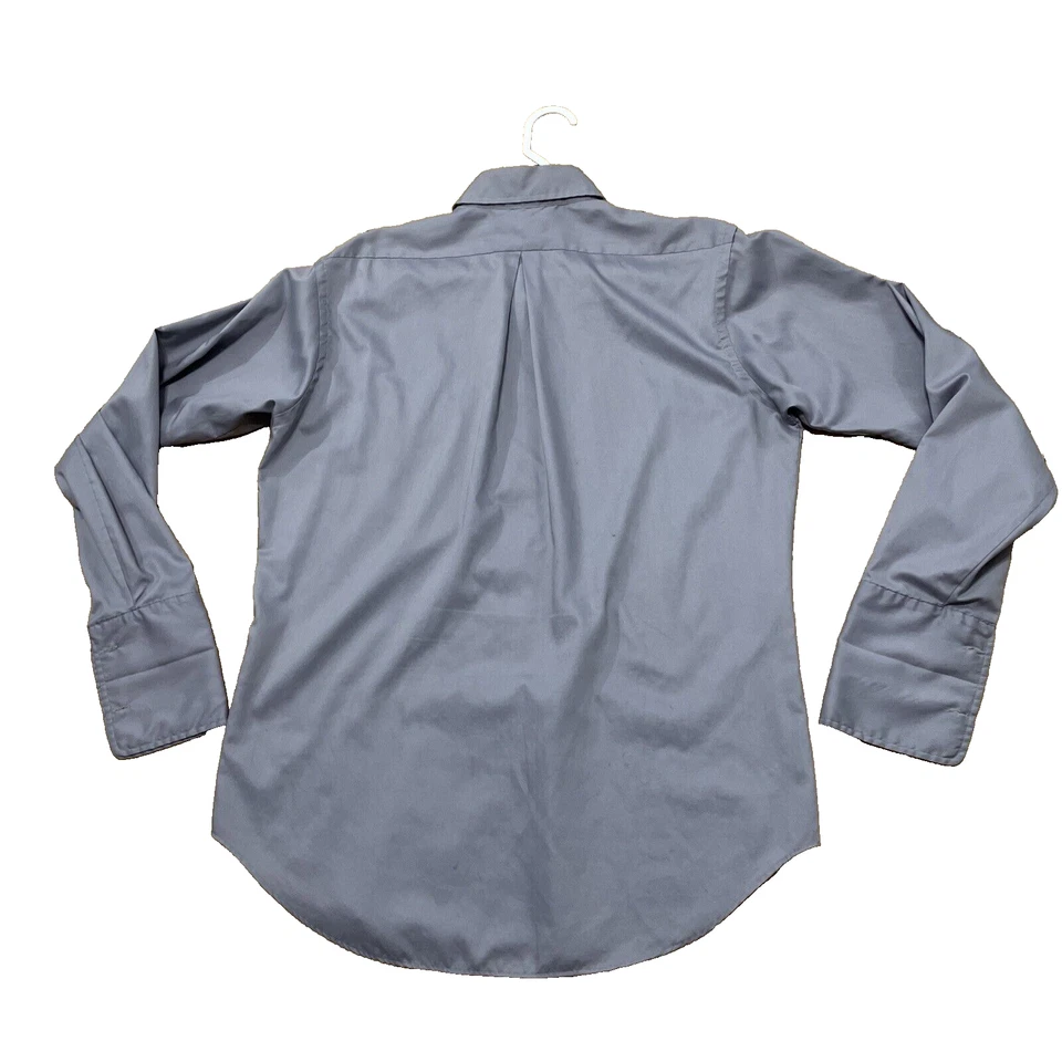 Camisa masculina vintage anos 70 THE GRAND BARROQUE por ARROW punho francês 16" 34 manga cinza rara - Imagem 2 de 4