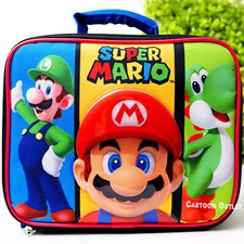 Super Mario School Lunch Box Insulated Bag Kids Luigi Yoshi Lunch Snack Tote New