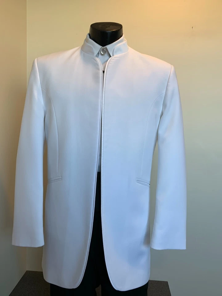 Chaqueta de Esmoquin Cuello Mandarín WHITE MIRAGE con Opciones de Pantalón - Varias Tallas Foto 2 de 4