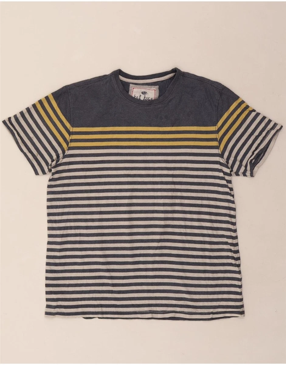 T-Shirt Homme Fat Face – Manches Courtes Col Ras – Bleu Rayé – Taille L