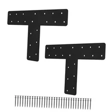 Pcs T Post Bracket,13"x13"T Flat Mending Plate with Black 2 T Shape(13"x3")