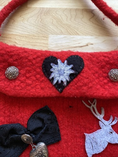 Trachten Dirndl Tasche Rot Walk Wolle Handarbeit Einzelstück ❤️❤️❤️ - Bild 2 von 5