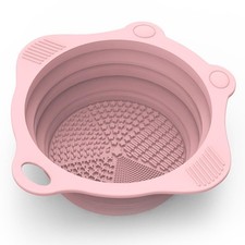 Foldable Silicone Makeup Brush Cleaner Pad Bowl, Portable Mat Scrubber Cleaning