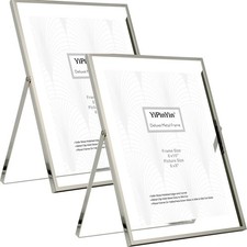8x10''Floating Frame Silver Set of 2 For Photo Sizes 5x7,6X8,7x9'', for Deskt...