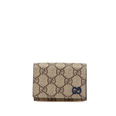 Gucci GG Supreme Compact Wallet Pre-Loved Small Wallets Brown