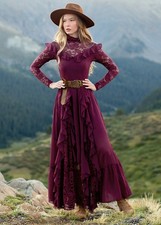 Joyfolie Sveta Maxi Dress Oxblood Extra Small Women's Woven Long Sleeve