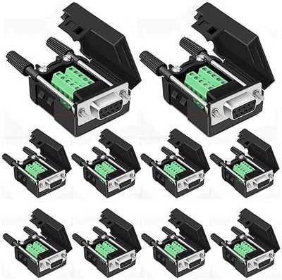 Willwewon 10PCS DB9 Female Solderless Breakout Connector, RS232 D-SUB DB9 Serial