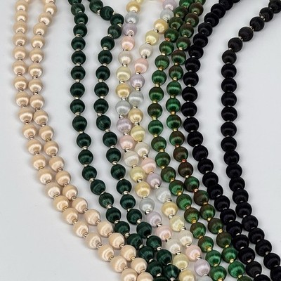 Vintage Multicolor Silk Satin Thread Beaded Necklaces Lot of 5