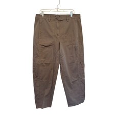 Eileen Fisher Womens Brown Organic Cotton Stretch Twill Utility Tapered Pants L