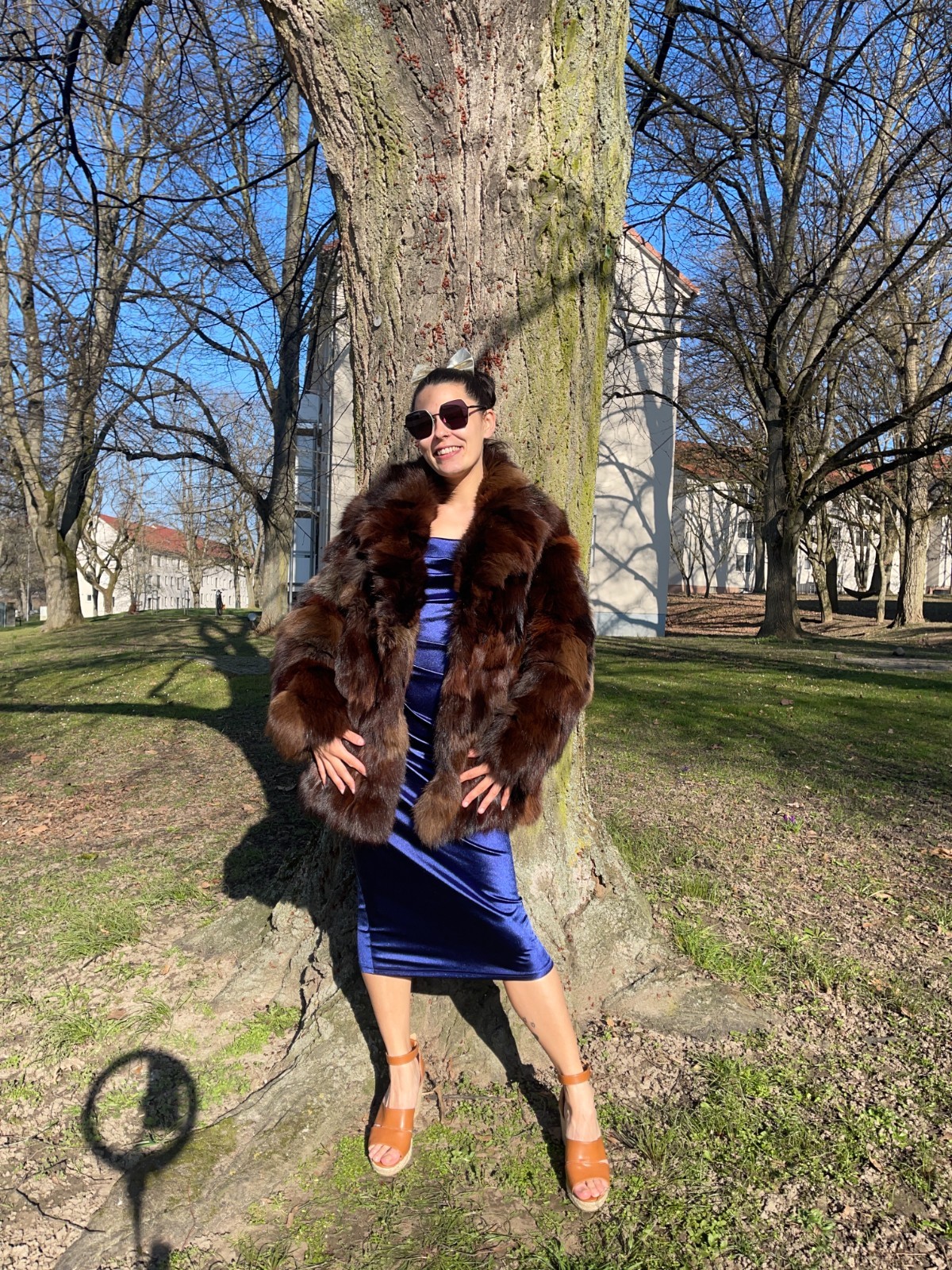 Multi-brown "Patch Work Design" Vintage Fur Coat - image 9